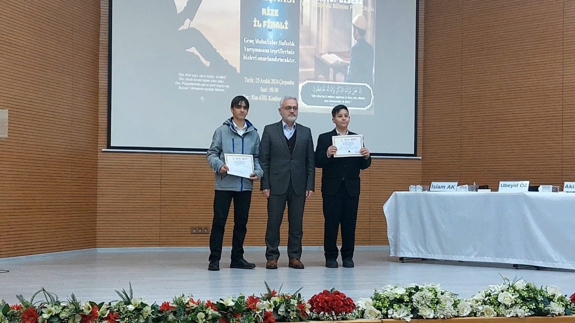 GENÇ MUHÂFIZLAR HAFIZLIK  YARIŞMASINDA İL ÜÇÜNCÜSÜ OKULUMUZDAN